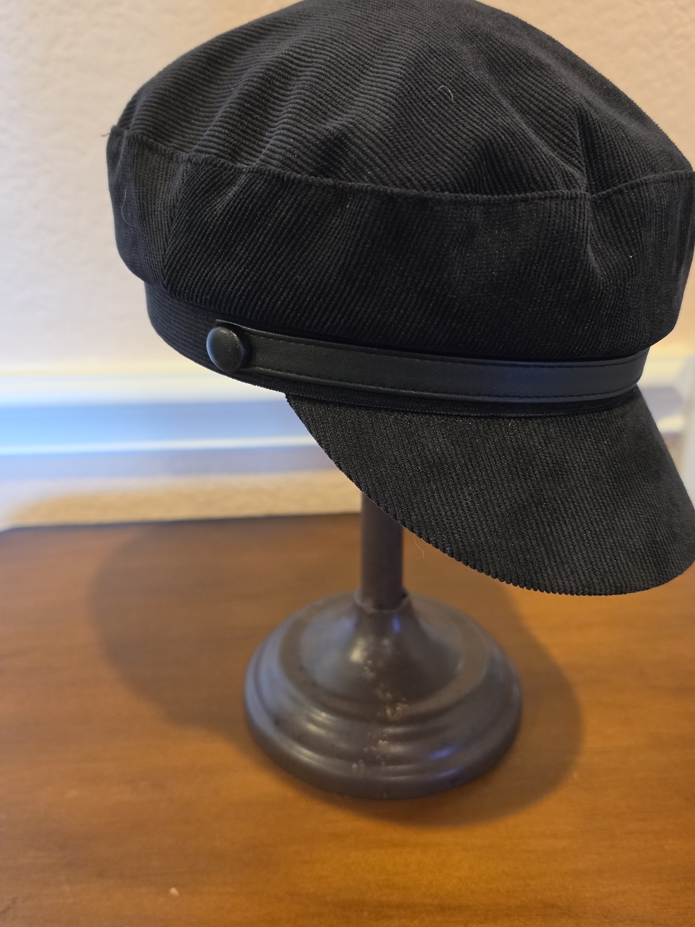 Lulu's Black Corduroy Baker Boy Hat